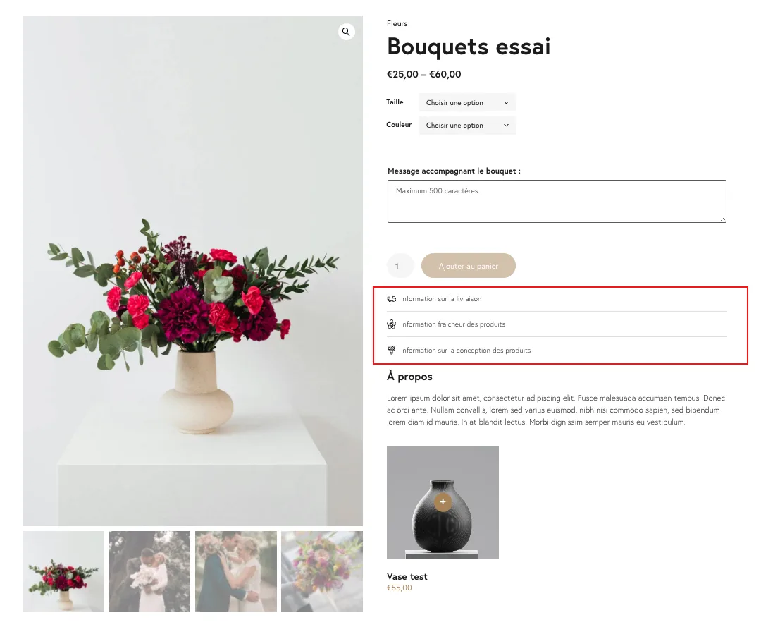 Arguments de vente sur une fiche produit