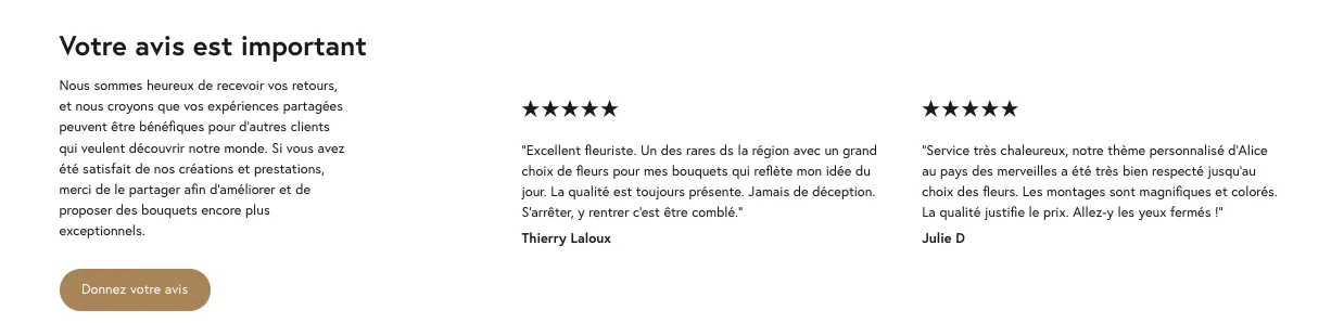 Avis clients fiche produit